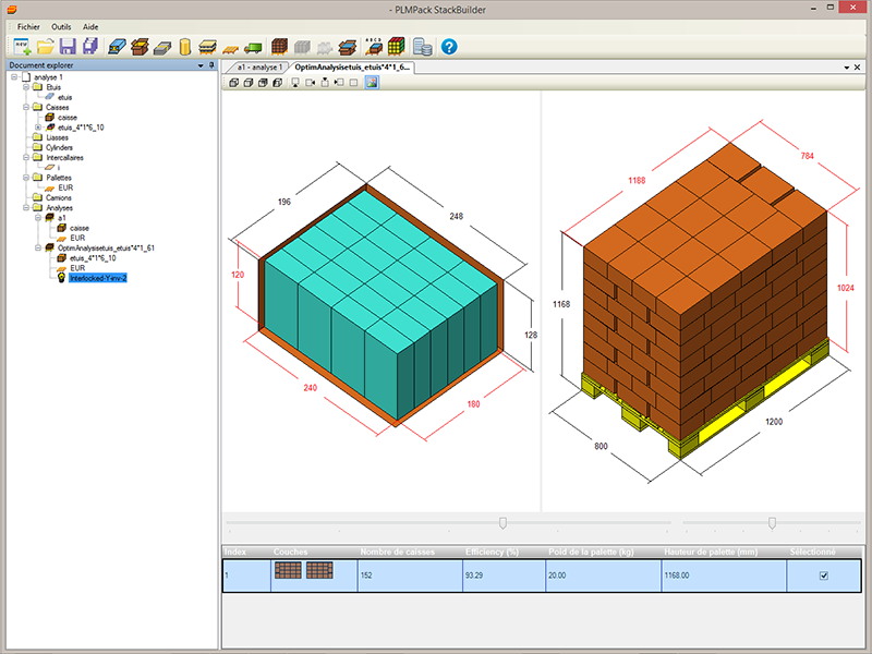 PLM Stackbuilder palettisation optimisation encaissage logistique emballage