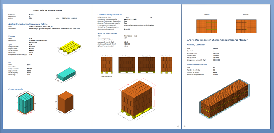 PLM Stackbuilder rapport analyse optimisation logistique camion emballage PLM