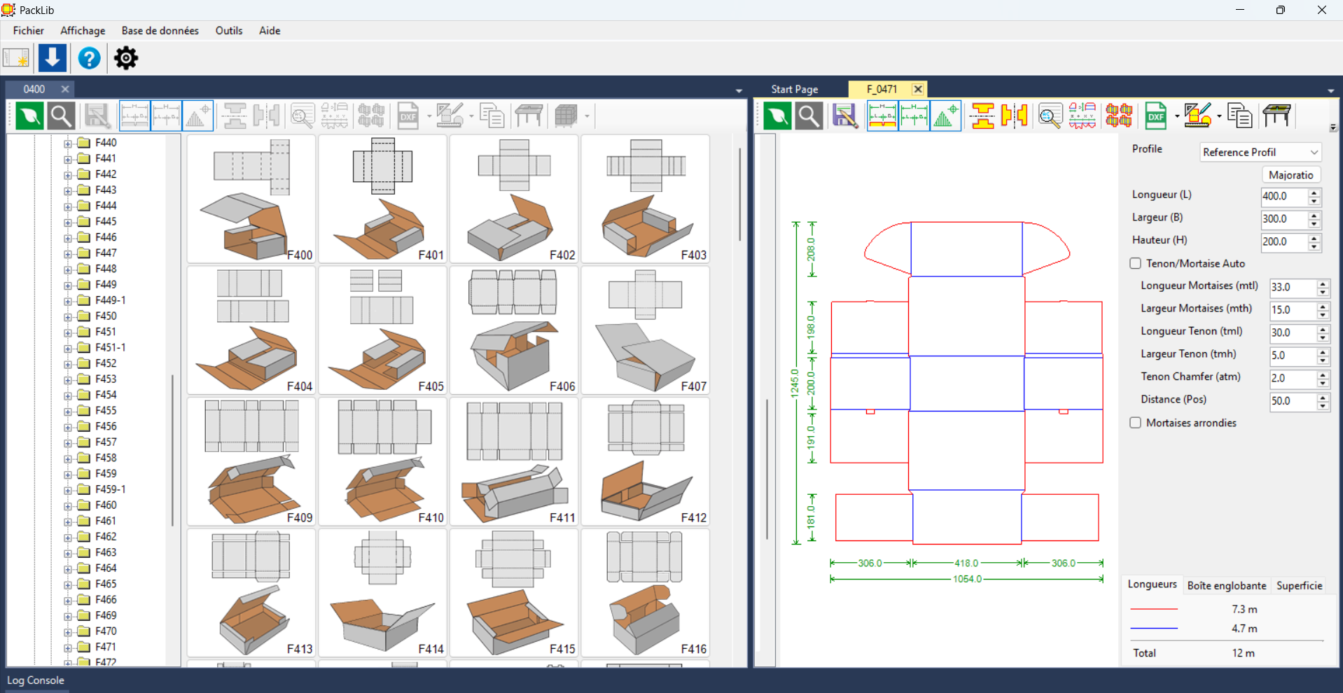 PackLib , bibliothèque de plan d'emballages FEFCO